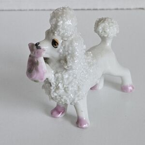 Vintage white porcelain poodle, tiny